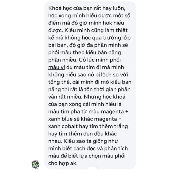 Tin nhắn đánh giá của Ly Ly